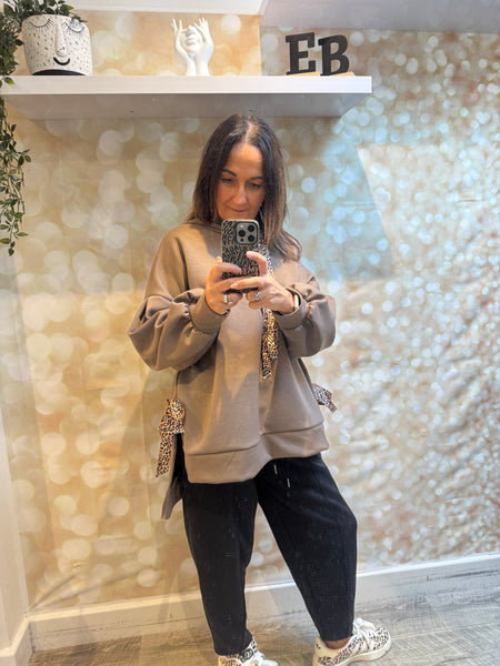 Studio Hooded Sweatshirt with leopard ties