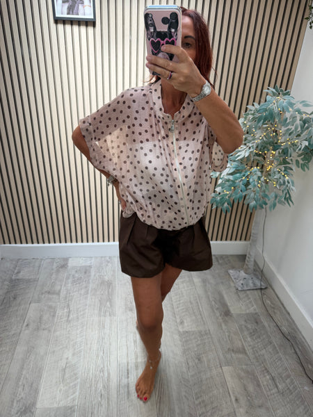 Silky Bomber Jacket with short sleeves