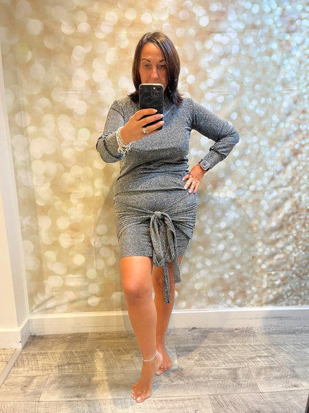 Glitter Wrap  Front Sparkle Dress
