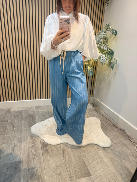 Pinstripe Denim Palazzo trousers