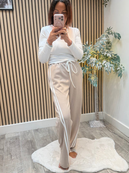 Studio Wide Leg Joggers with curved stripe