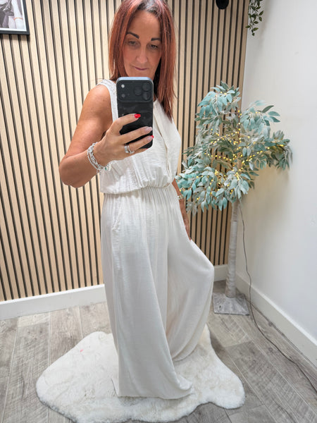 Crochet back Palazzo Jumpsuit