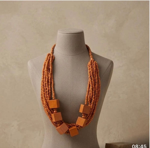 Chunky Wooden Layered Necklace