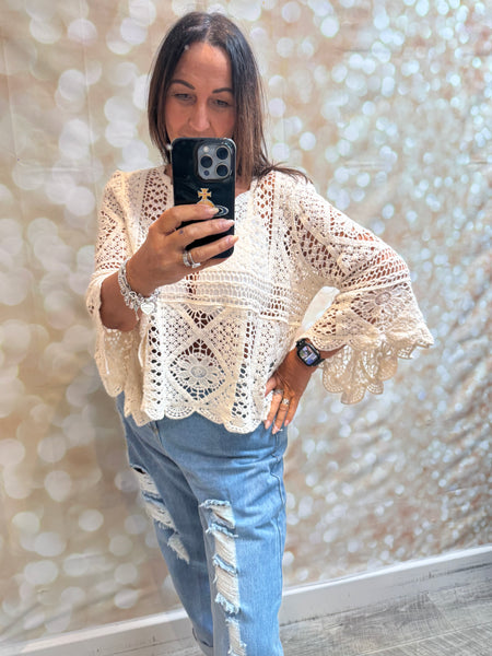 Crochet Fluted Sleeve Top