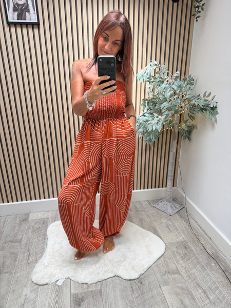 Geometric Bandeau Top Hareem Jumpsuit