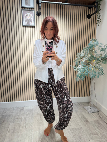 Military Jacket in Crinkle Fabric