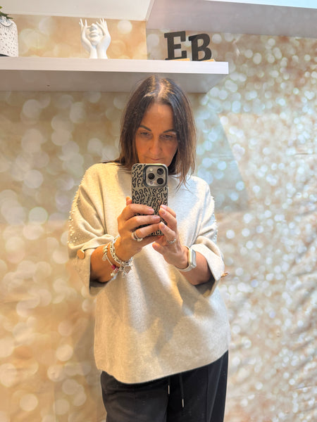 Embellished 3/4 Sleeve Jumper