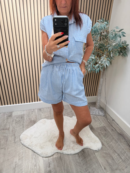 2 Piece Pinstriped  Short/shirt