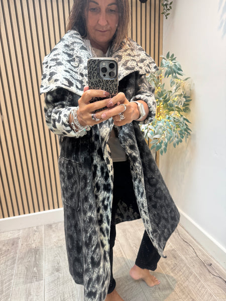 Studio Waterfall Leopard Wool Mix Coat