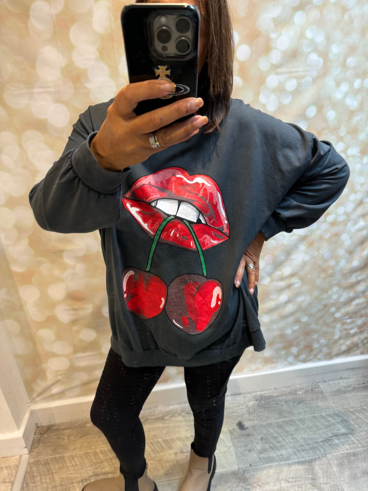 Oversized Lips/Cherry Sweatshirt