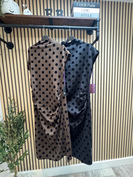 Spotted High Neck Scuba Dress