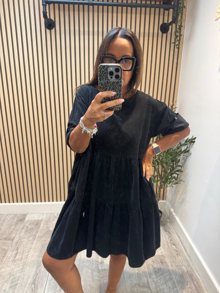 Studio Needlecord Tiered swing dress