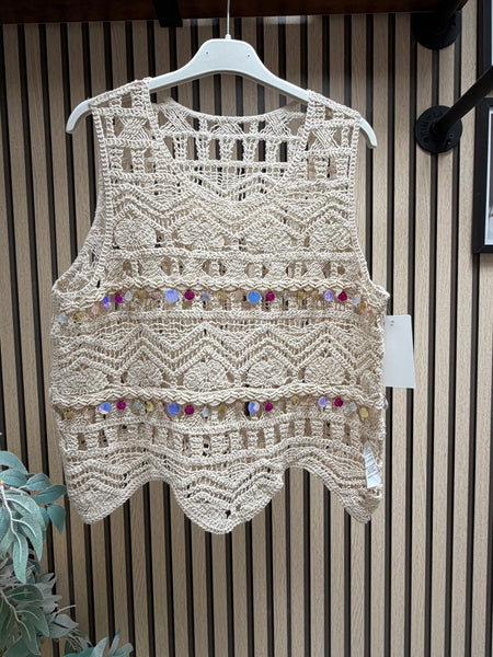 Crochet  Vest with shell embellishments