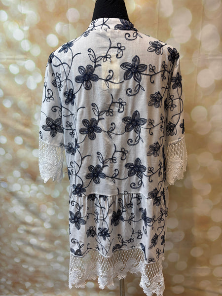 Floral embroidered lace trim dress