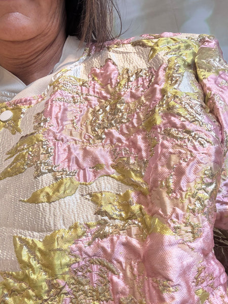 Silky Embossed Pink Bomber Jacket