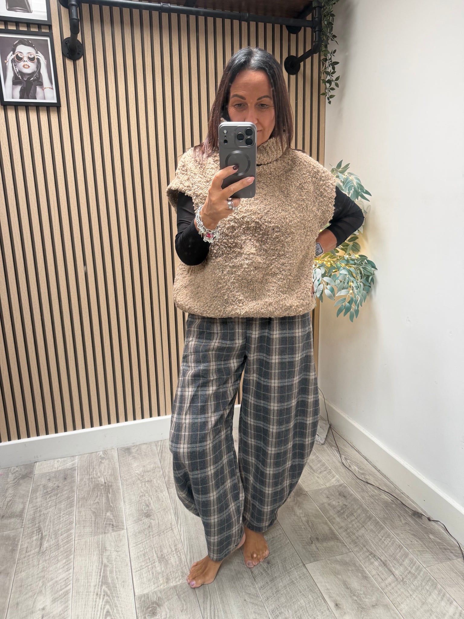 Tartan Wool Mix Cocoon Trousers