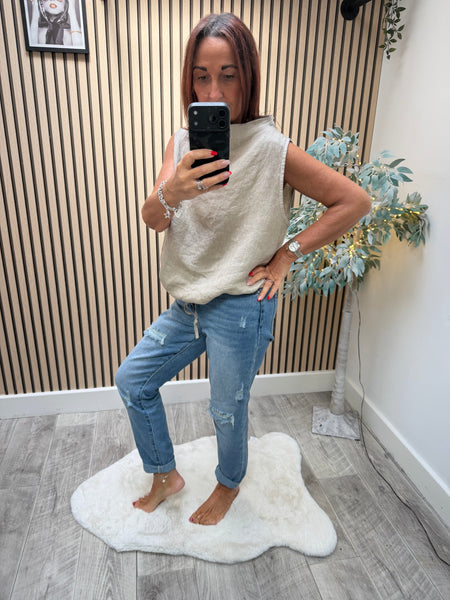 Studio Linen Boat Neck Top