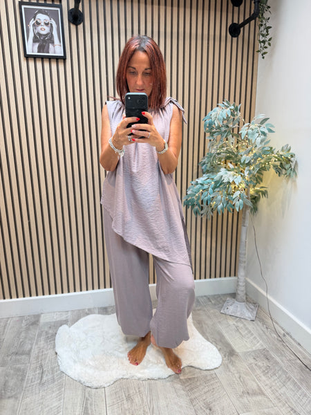 Asymetric Top with Cuffed  trousers
