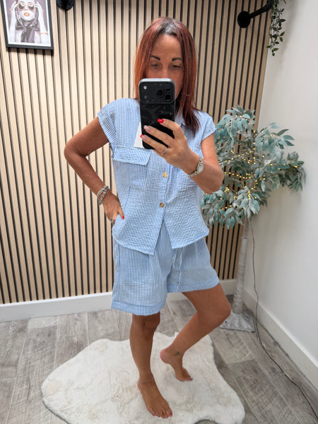 2 Piece Pinstriped  Short/shirt