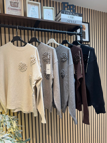 Soft knit 3d Flower Sequin jumper