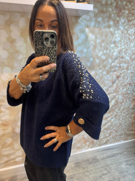 Embellished 3/4 Sleeve Jumper