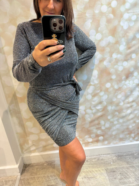 Glitter Wrap  Front Sparkle Dress