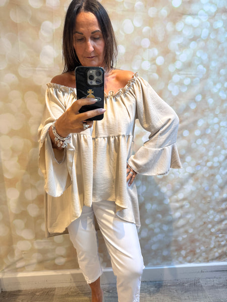 Bardot Hi Lo Top in crinkle fabric