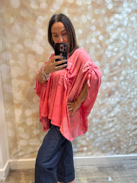 Cold wash Linen / Jersey Oversized Top