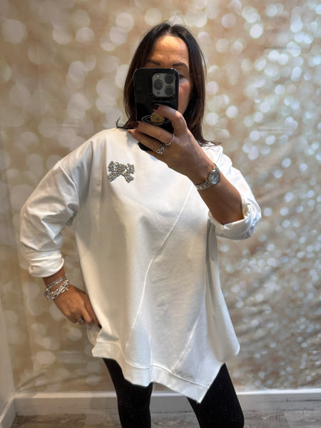 Scuba Sweatshirt with diamante bow