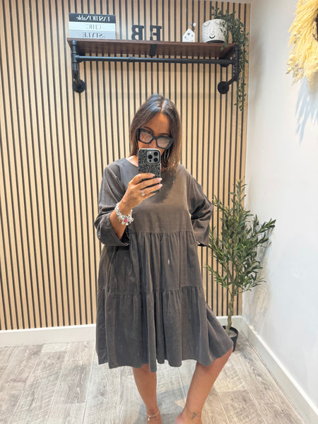 Studio Needlecord Tiered swing dress