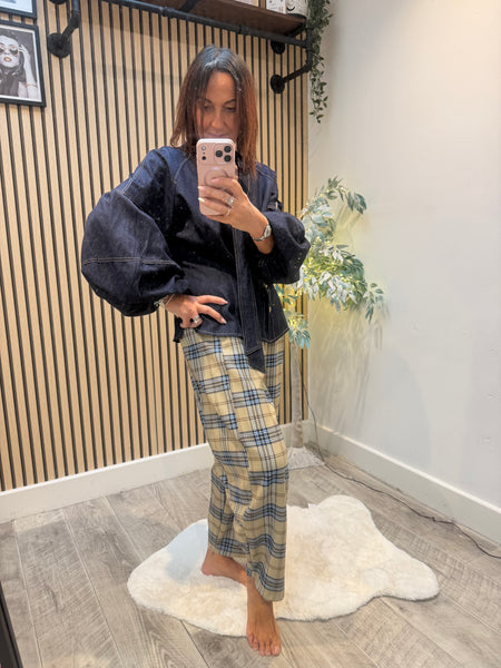 Studio Tartan Tapered Leg Trousers