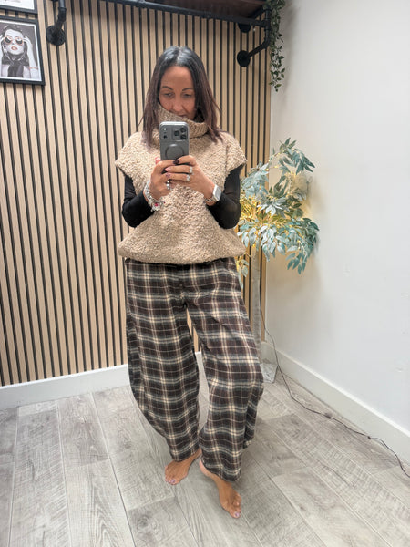 Tartan Wool Mix Cocoon Trousers