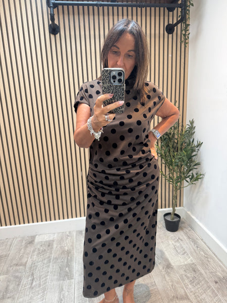 Spotted High Neck Scuba Dress