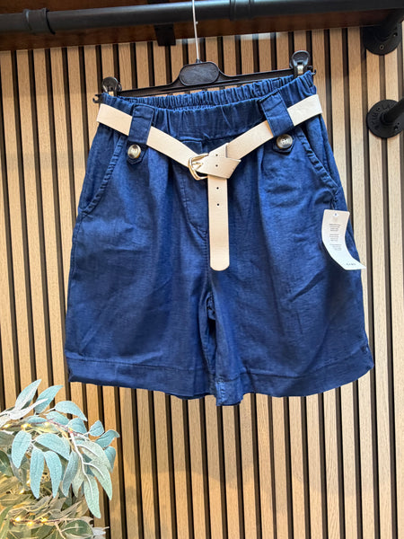Cotton Belted Shorts