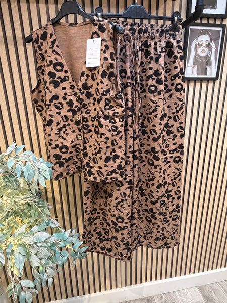 2 Piece Leopard Trouser / Waistcoat set