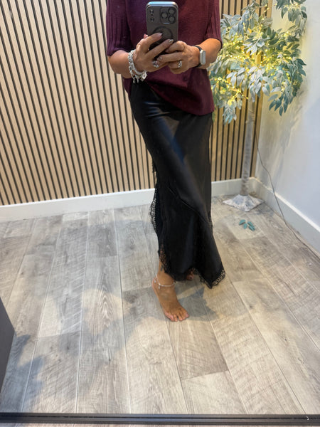 Studio Silky longline Skirt with Lace trim