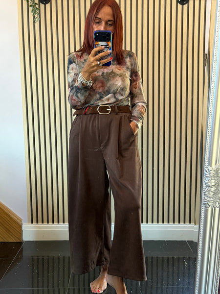 Faux Suede Culotte Trousers
