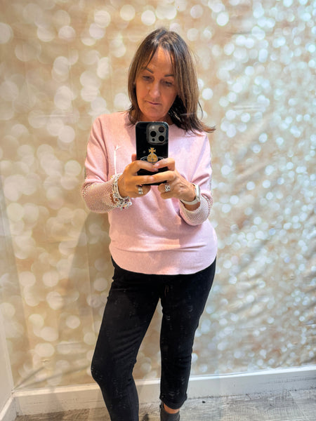 Soft Touch Jumper with Fishnet sleeves