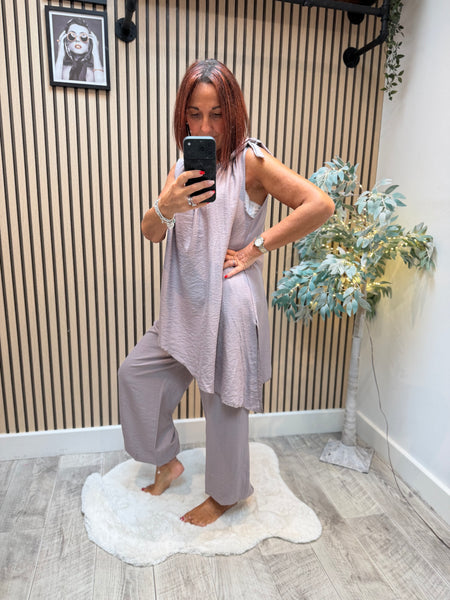 Asymetric Top with Cuffed  trousers