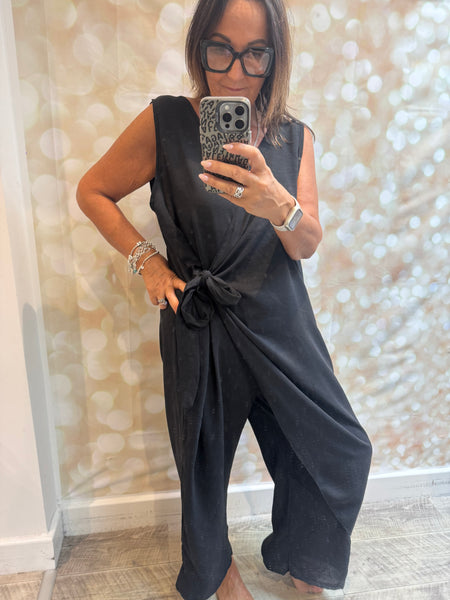 Curve Wrap Over Palazzo Jumpsuit