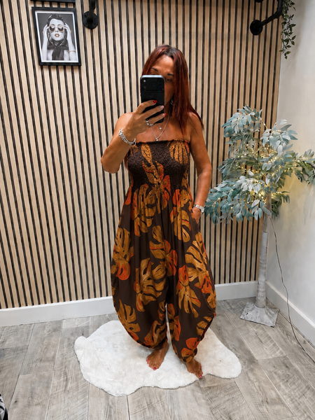 Leaf Bandeau Top Hareem Jumpsuit