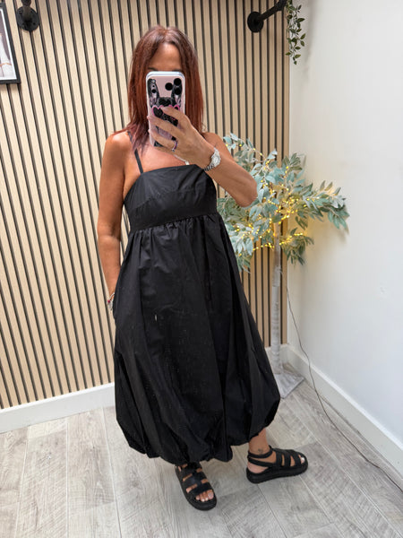 Sateen Puffball Midi Dress