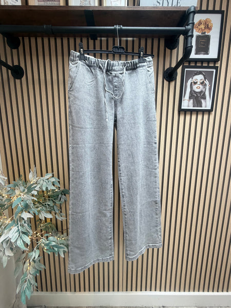 Grey Wide Leg Jogger Style Jeans