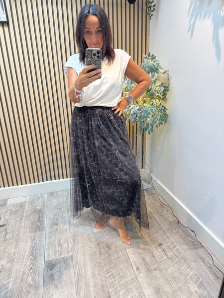 Tulle Printed Maxi Skirt