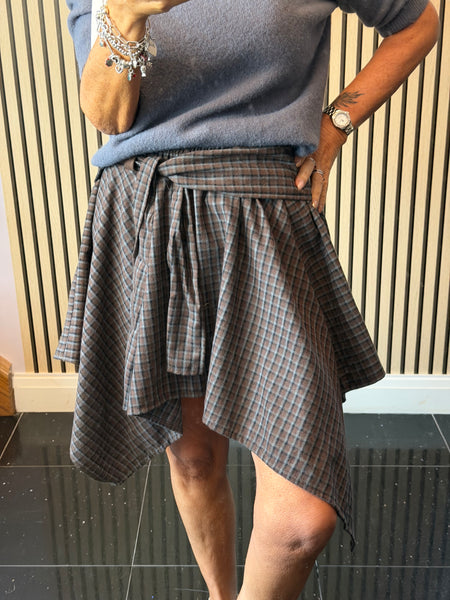 Checked Hanky Hem Skirt