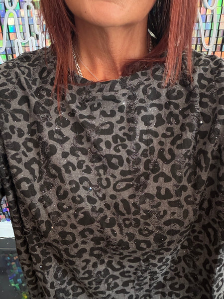 Leopard Laddered  Boxy Top