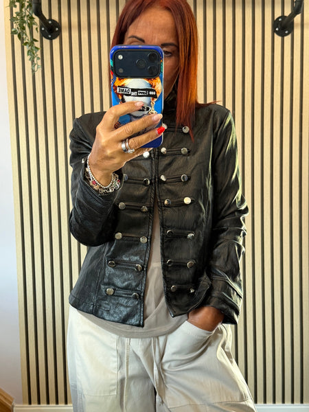 Pleather Military Jacket