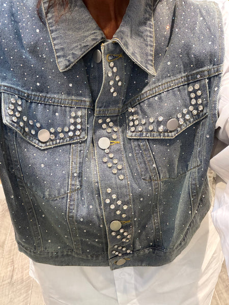 Oversized shirt with Denim Patches/  Embellishments