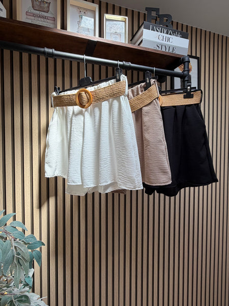 Crinkle Belted Shorts