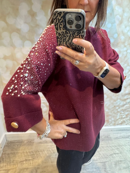 Embellished 3/4 Sleeve Jumper